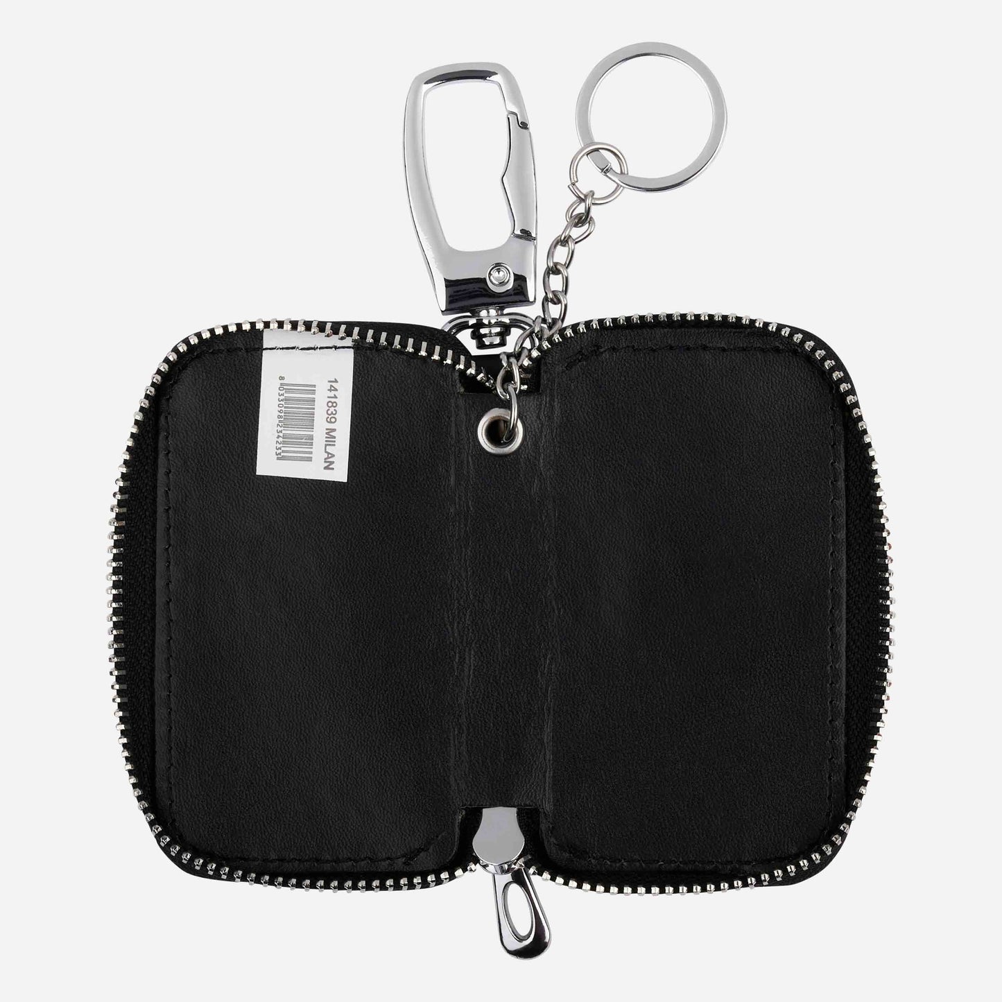 MILAN LEATHER KEY RING WITH LOGO PLAQUE