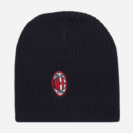 BERRETTO MILAN A COSTE CON LOGO RICAMATO
