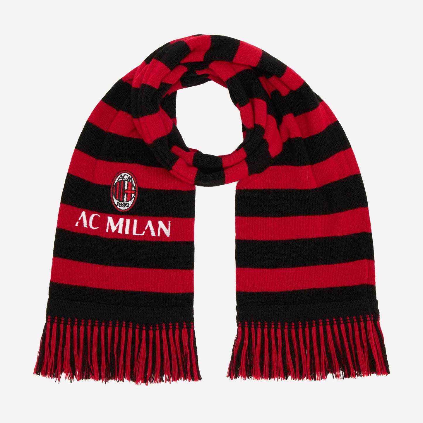 SCIARPA MILAN A RIGHE ROSSONERE CON RICAMO
