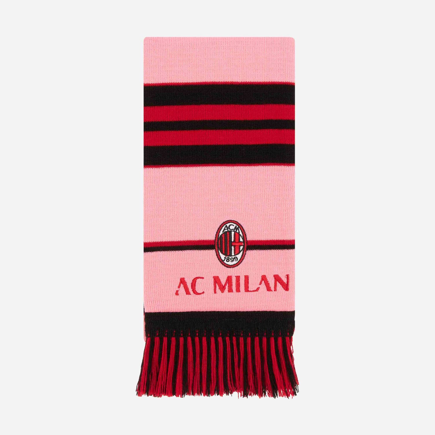 SCIARPA MILAN ROSA CON RIGHE ROSSONERE E RICAMO