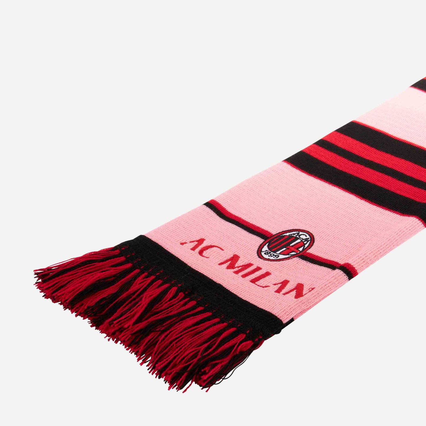 SCIARPA MILAN ROSA CON RIGHE ROSSONERE E RICAMO
