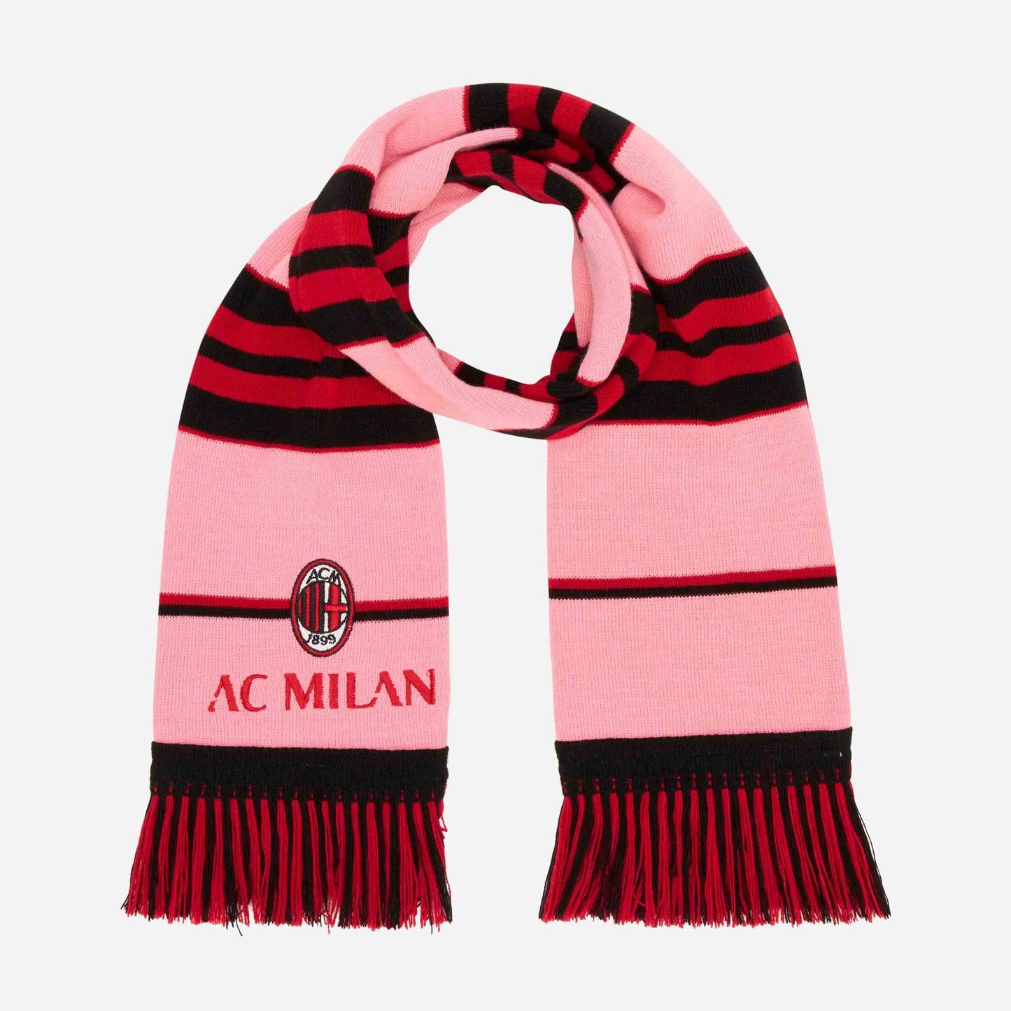 SCIARPA MILAN ROSA CON RIGHE ROSSONERE E RICAMO