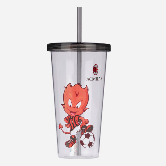 BICCHIERE MILAN CON COPERCHIO E CANNUCCIA