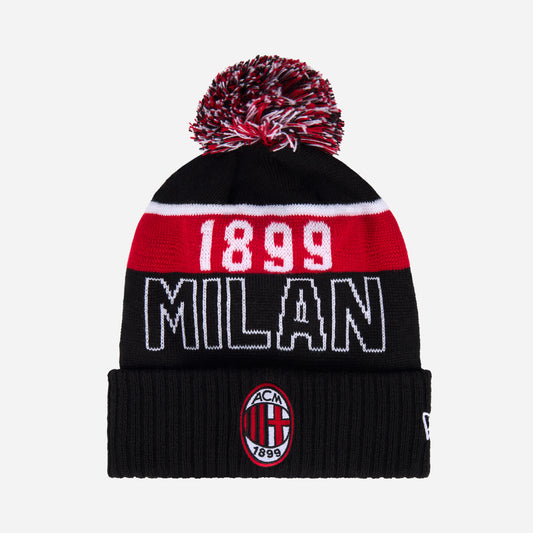 BERRETTO NEW ERA X AC MILAN NERO E ROSSO CON POMPOM