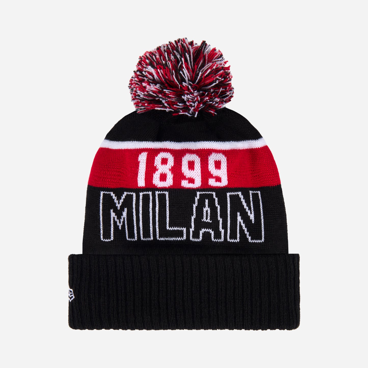 BERRETTO NEW ERA X AC MILAN NERO E ROSSO CON POMPOM