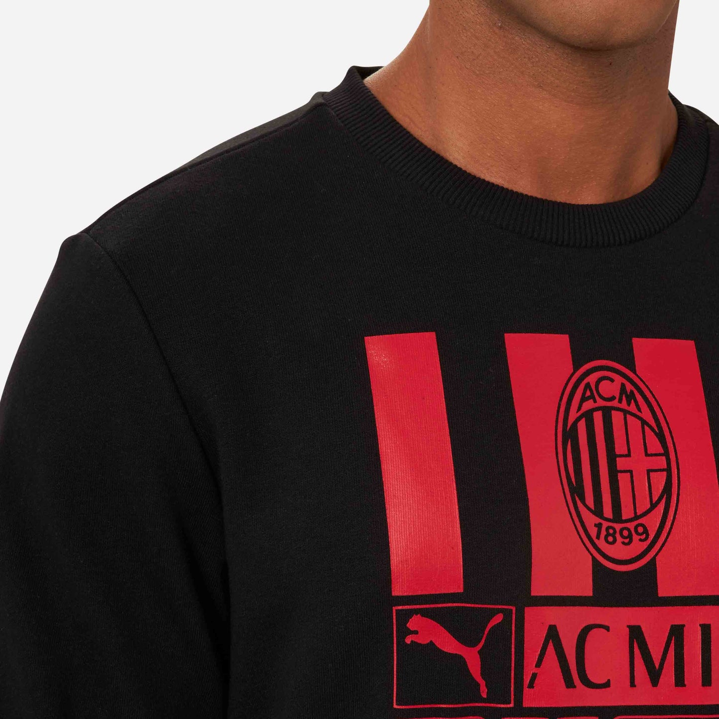 FELPA MILAN GIROCOLLO CON STAMPA FRONTALE