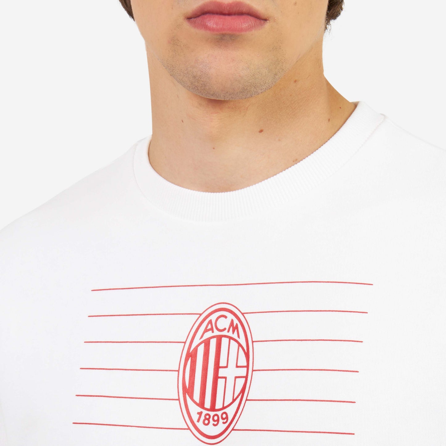 FELPA MILAN GIROCOLLO CON STAMPA FRONTALE