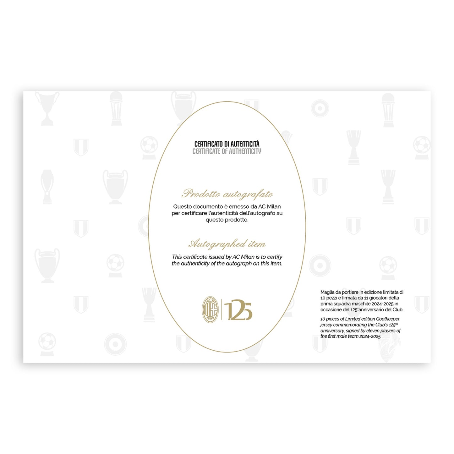 MILAN 125TH ANNIVERSARY GOALKEEPER SIGNED JERSEY