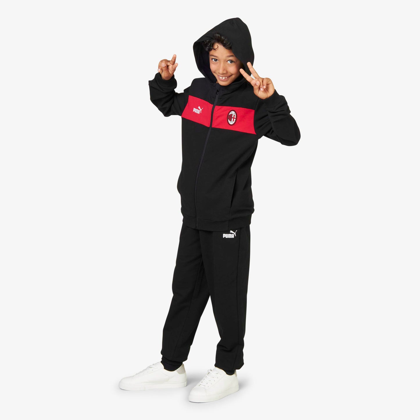 TUTA MILAN BAMBINO CON FELPA FULL ZIP CON CAPPUCCIO E PANTALONI