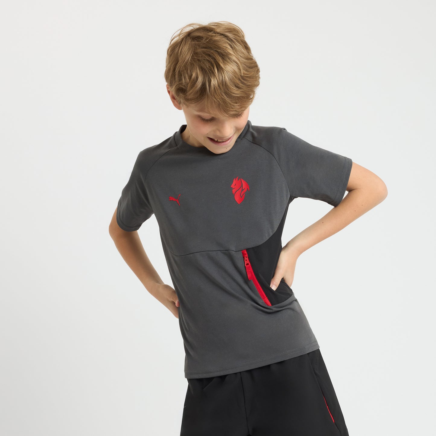 T-SHIRT GRIGIA BAMBINO MILAN PUMATECH 2025/26
