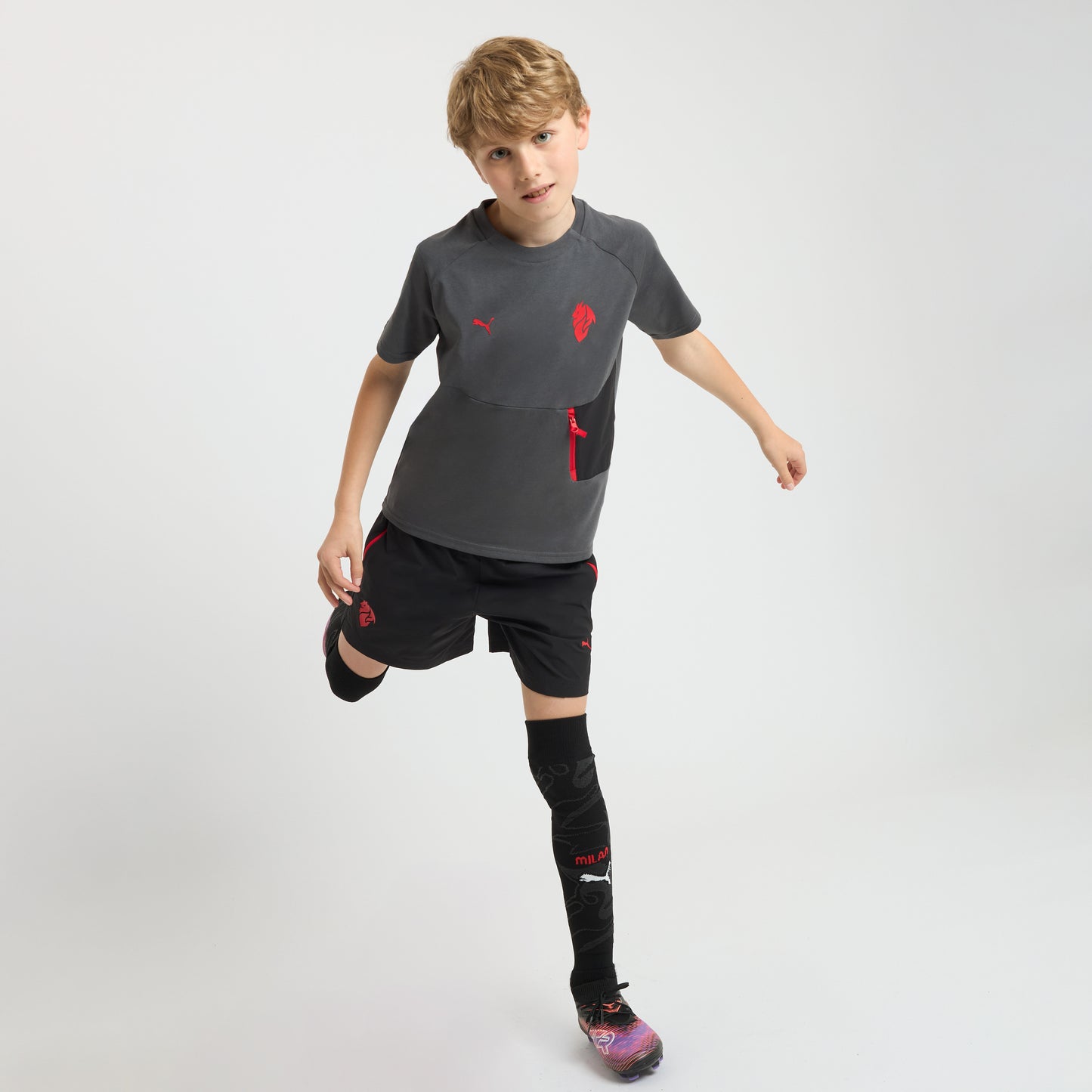 T-SHIRT GRIGIA BAMBINO MILAN PUMATECH 2025/26