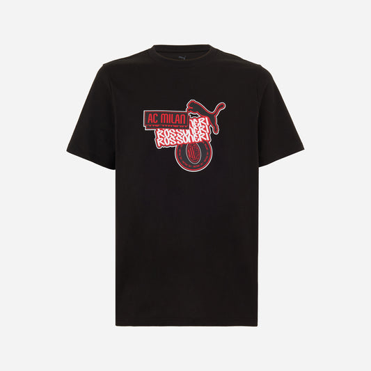 T-SHIRT NERA CON GRAFICA ROSSONERI MILAN CULTURE
