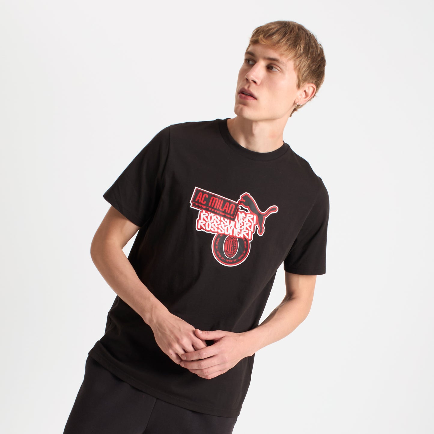T-SHIRT NERA CON GRAFICA ROSSONERI MILAN CULTURE