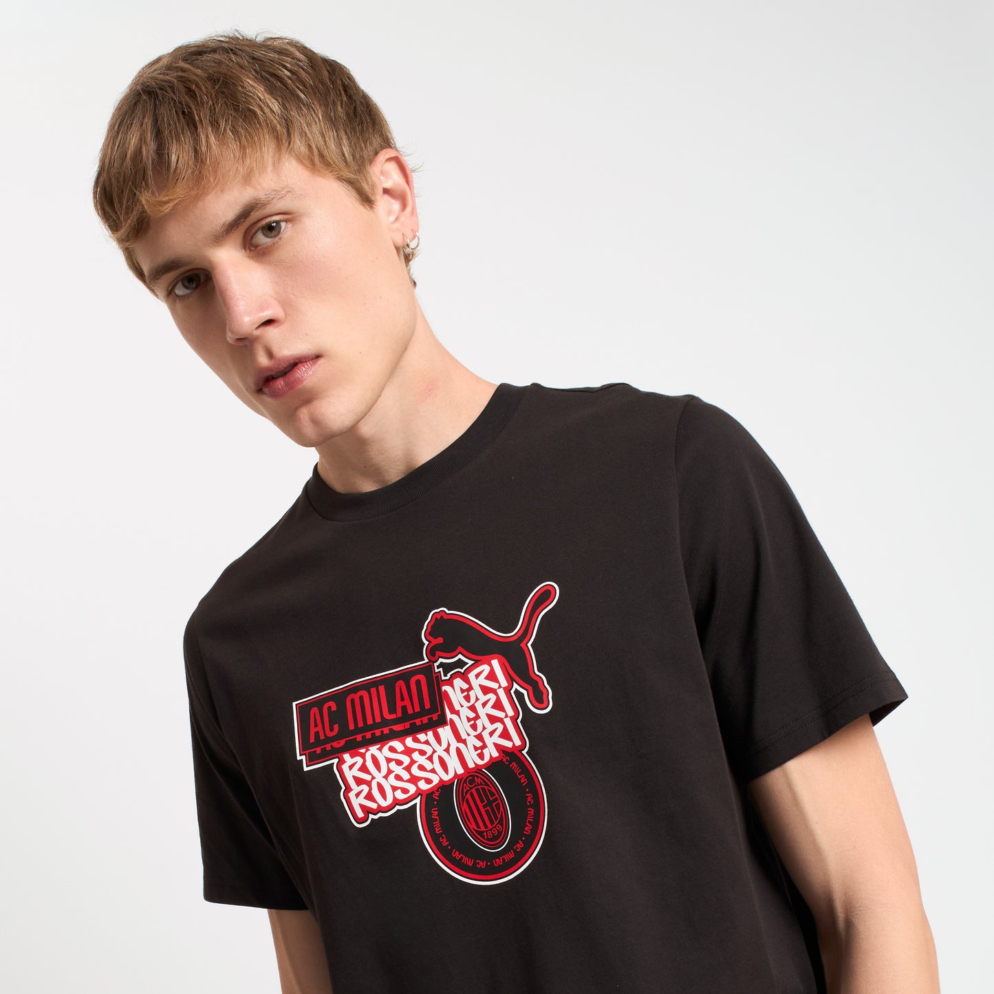 T-SHIRT NERA CON GRAFICA ROSSONERI MILAN CULTURE