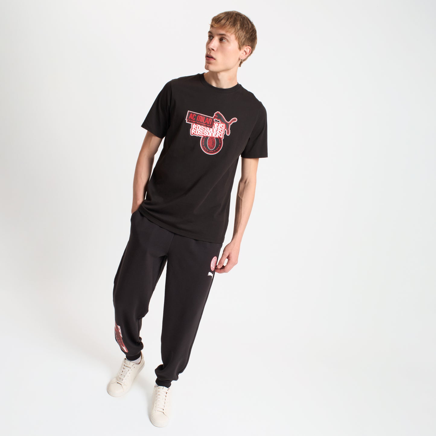 T-SHIRT NERA CON GRAFICA ROSSONERI MILAN CULTURE
