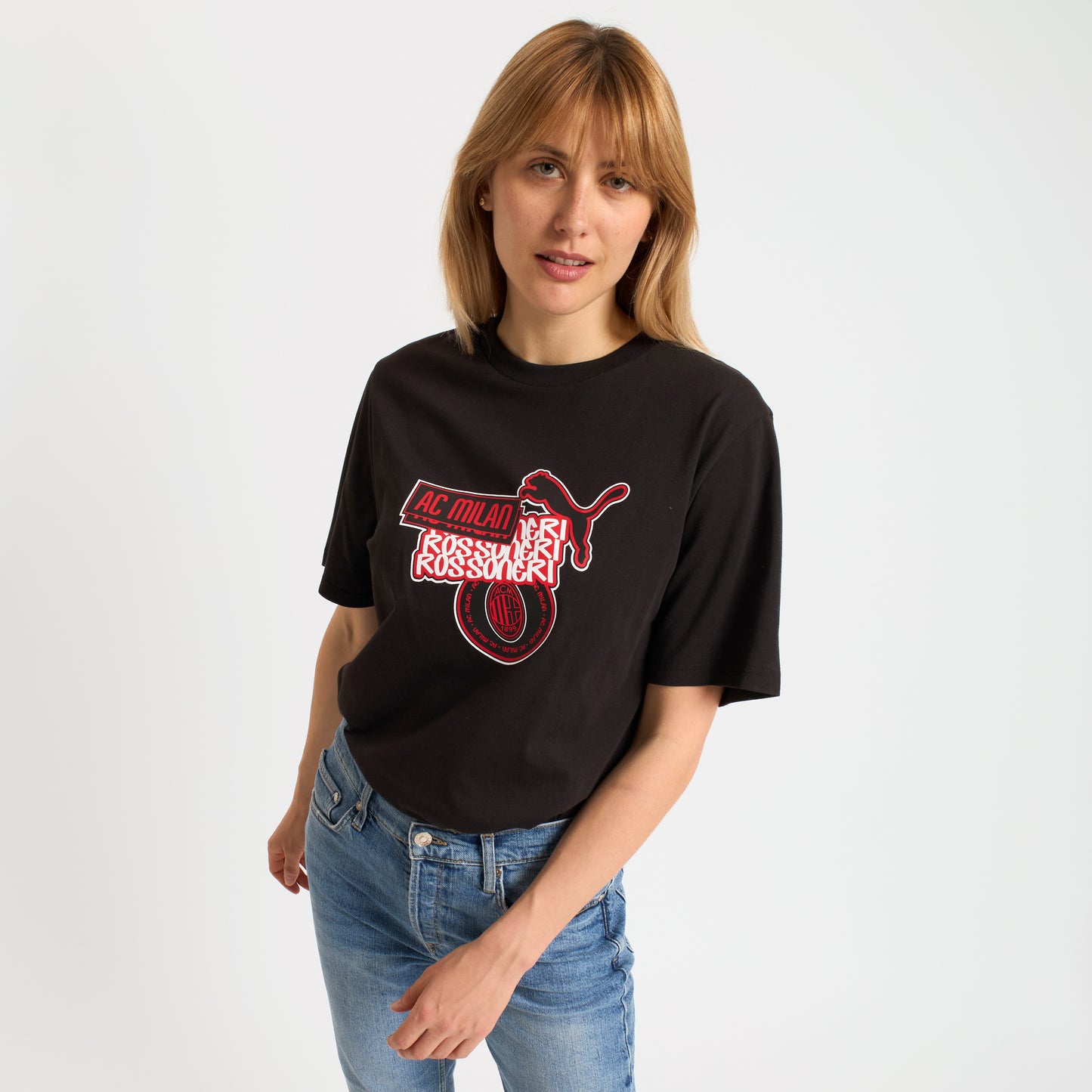 T-SHIRT NERA CON GRAFICA ROSSONERI MILAN CULTURE