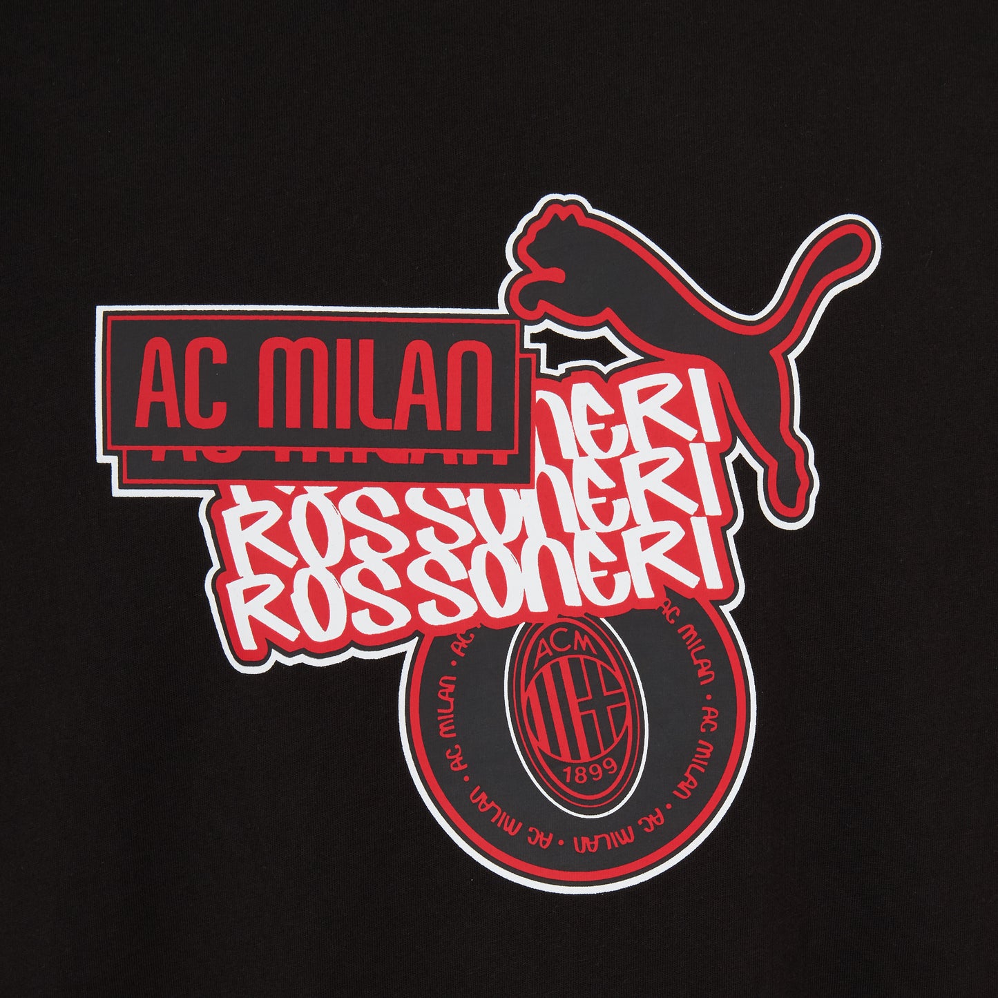 T-SHIRT NERA CON GRAFICA ROSSONERI MILAN CULTURE