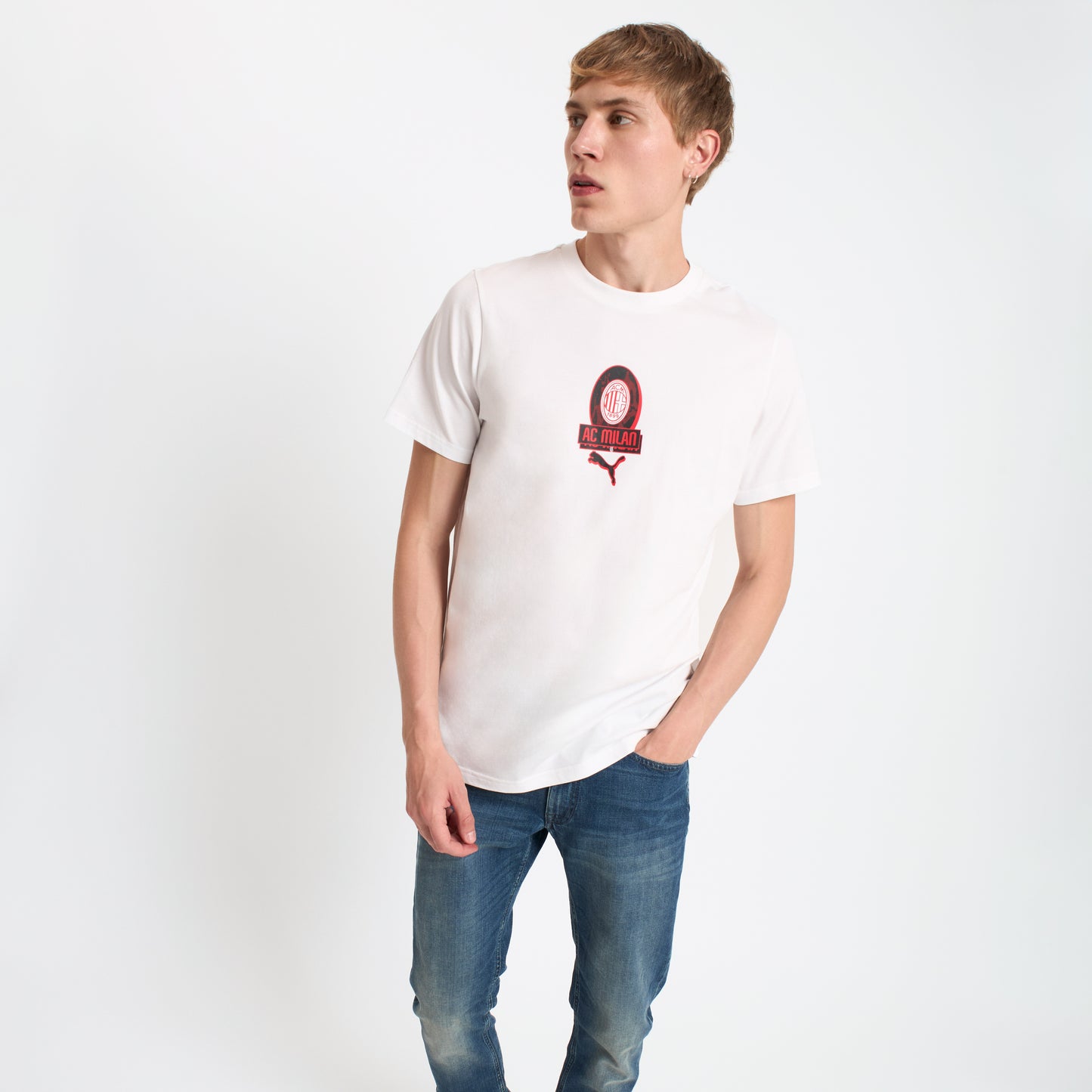 AC MILAN WHITE T-SHIRT WITH CENTRAL GRAPHIC CULTURE COLLECTION