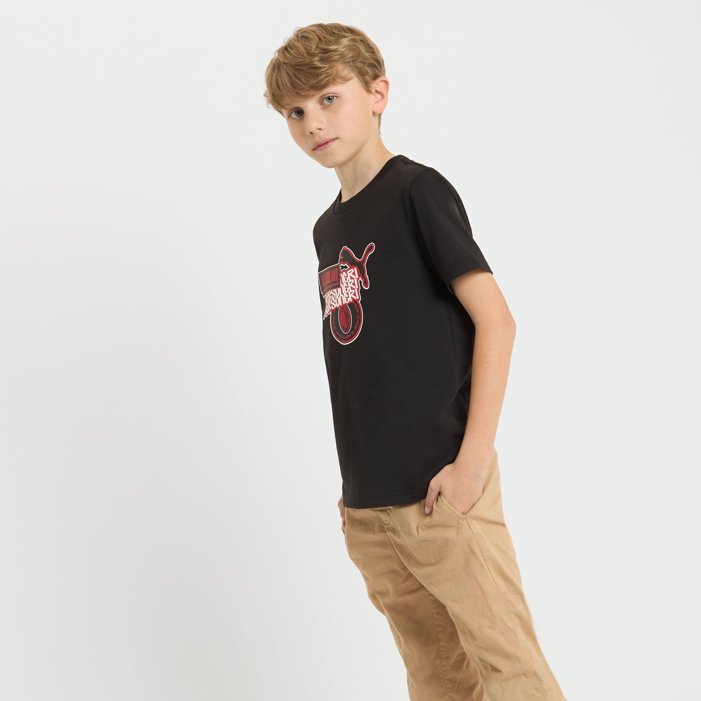 T-SHIRT NERA CON GRAFICA ROSSONERI BAMBINO MILAN CULTURE