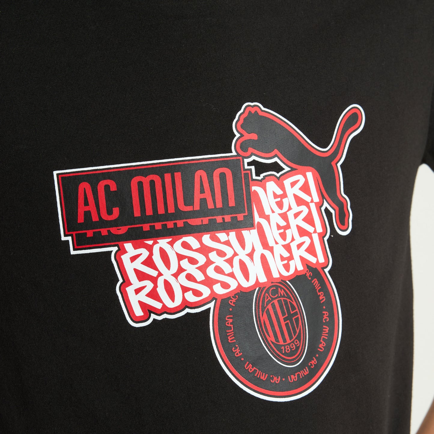 T-SHIRT NERA CON GRAFICA ROSSONERI BAMBINO MILAN CULTURE