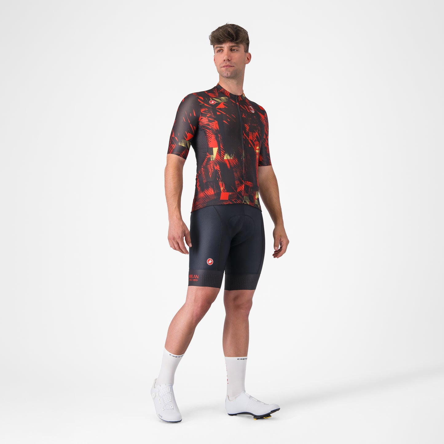 CASTELLI X AC MILAN BLACK CYCLING JERSEY WITH RED DETAILS