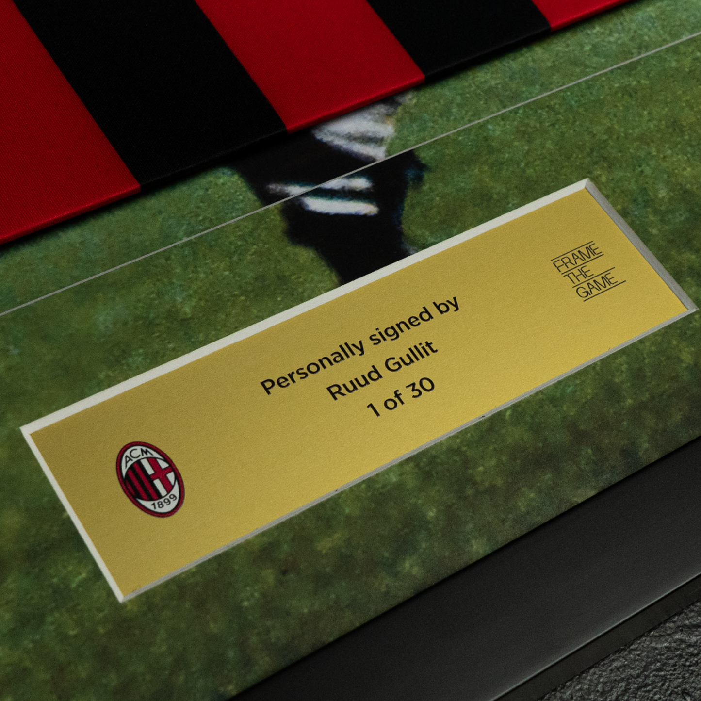 GULLIT AC MILAN SIGNED AND FRAMED HOME JERSEY 1988/89