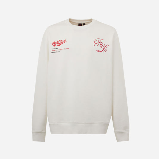 ACM x RL10 - FELPA GIROCOLLO BIANCA CON STAMPA SUL RETRO