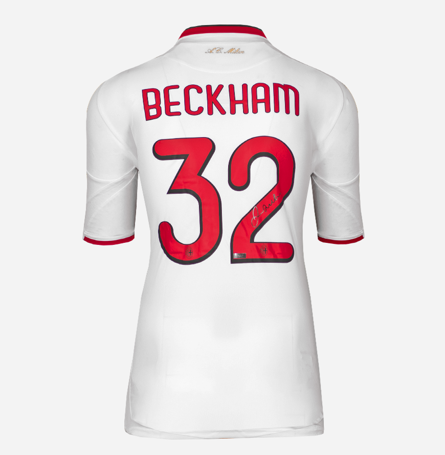 Beckham AC Milan Back Signed and Framed Away Shirt 2009-10