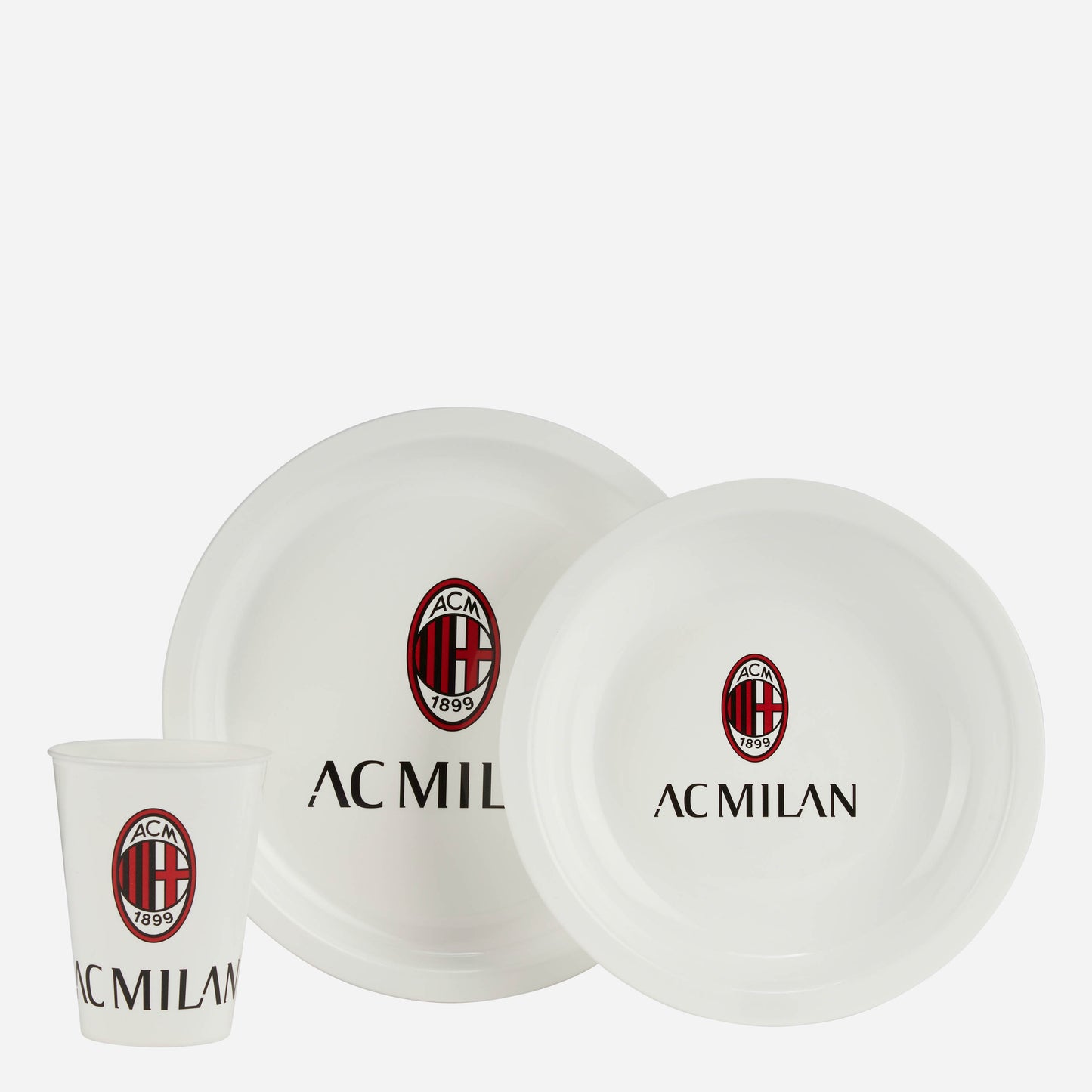 SET PIATTI E BICCHIERE MILAN CON LOGO