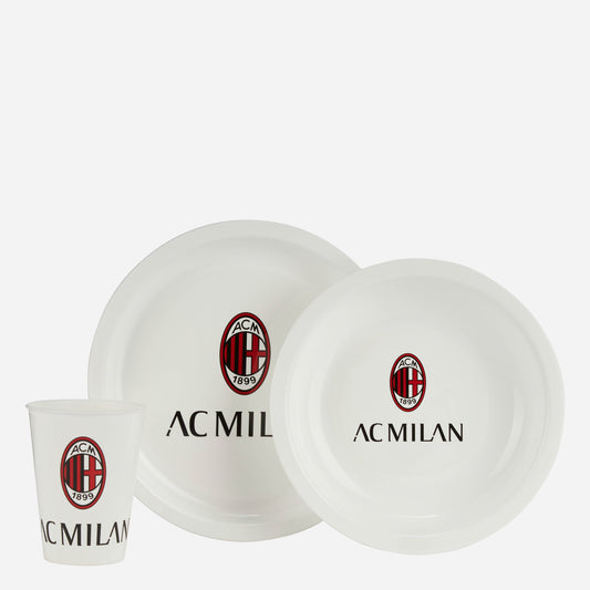 SET PIATTI E BICCHIERE MILAN CON LOGO