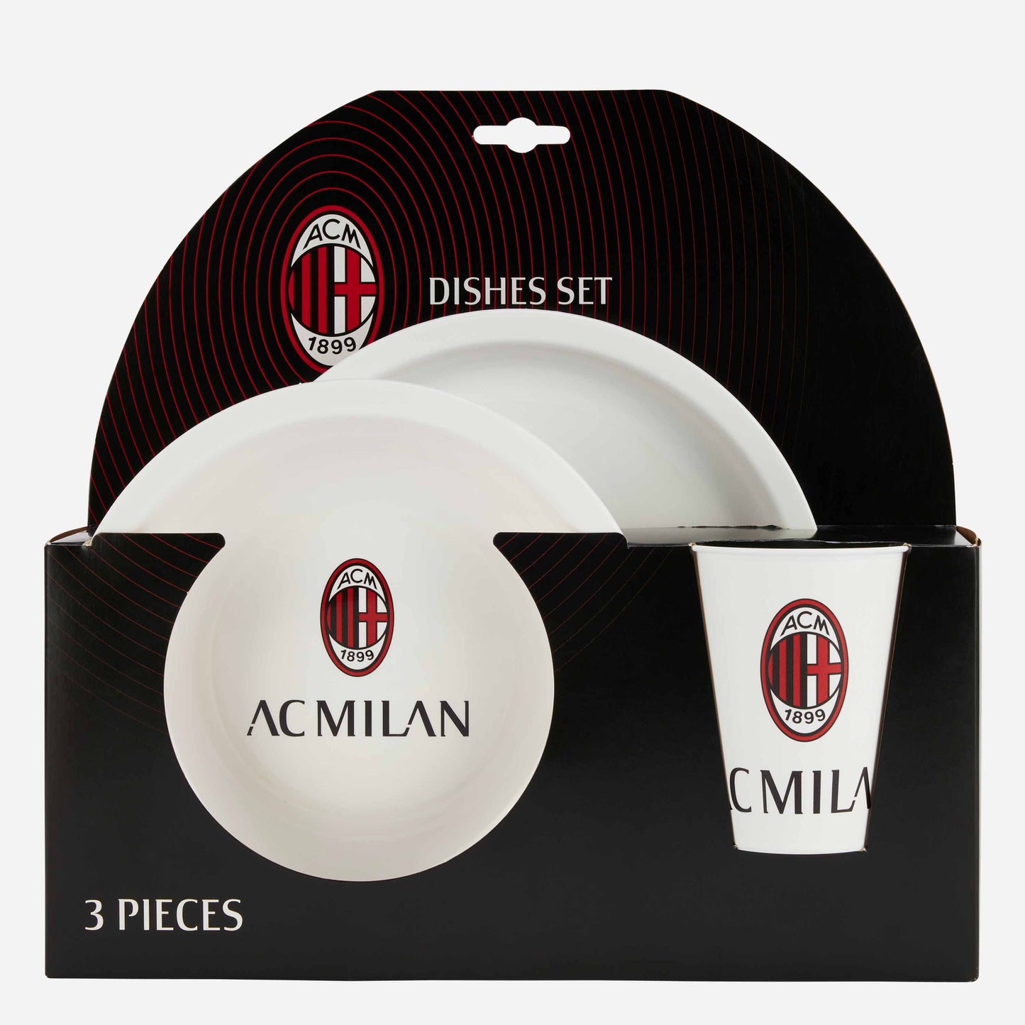 SET PIATTI E BICCHIERE MILAN CON LOGO