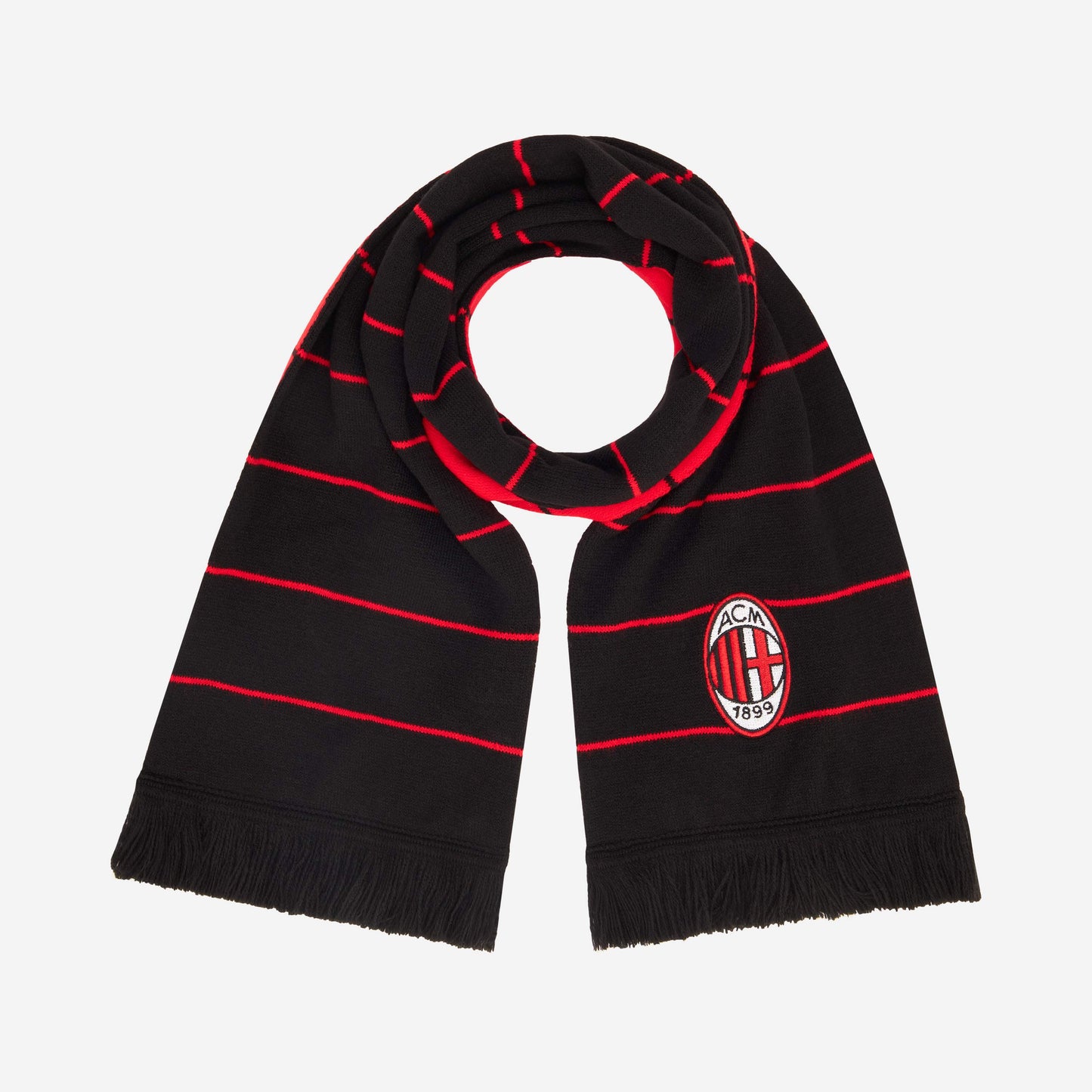 SCIARPA MILAN A RIGHE ROSSE CON LOGO