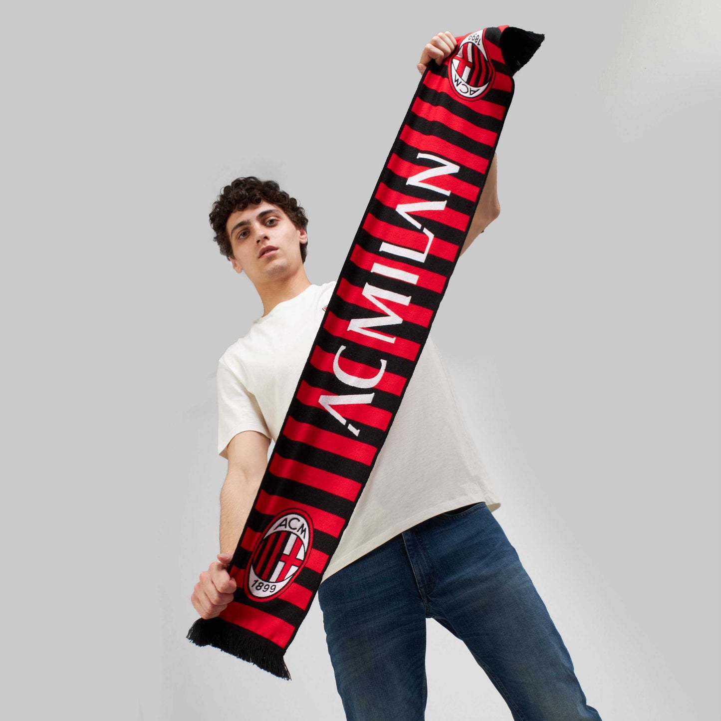 SCIARPA MILAN A RIGHE CON LOGO