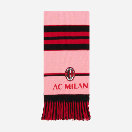 SCIARPA MILAN ROSA CON RIGHE ROSSONERE E RICAMO