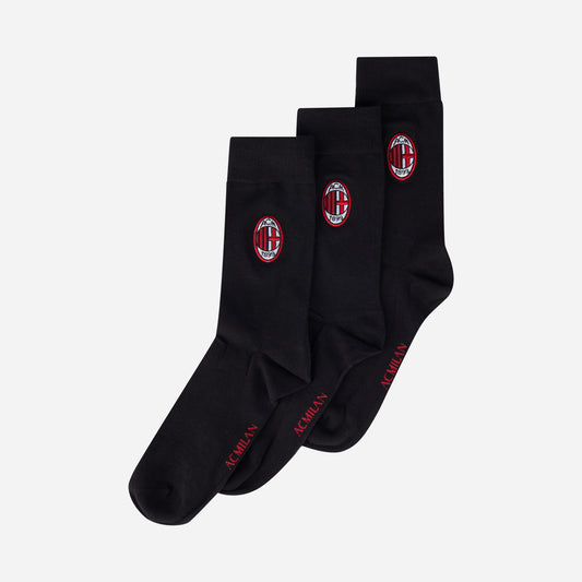 SET CALZE MILAN NERE CON LOGO