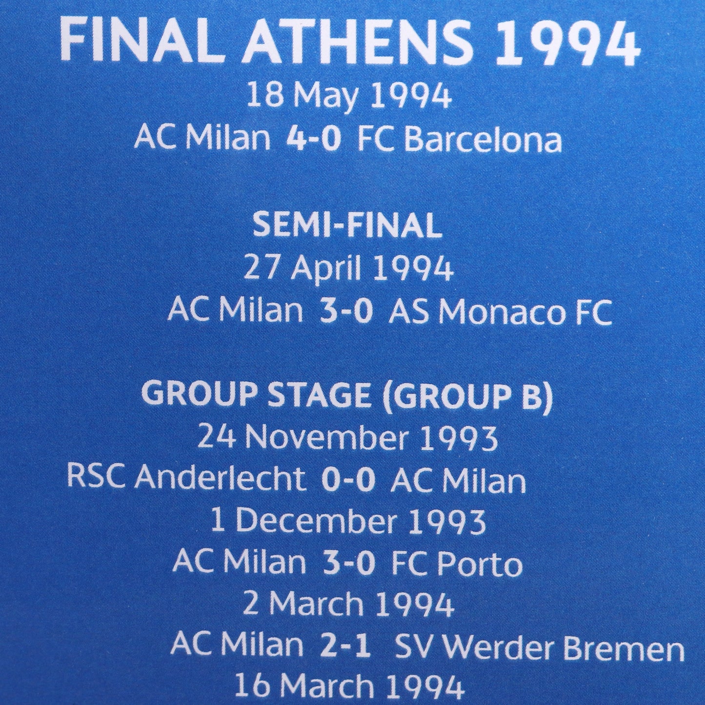 AC Milan Le Livre Ouvert (Locandina 150 mm) 1994