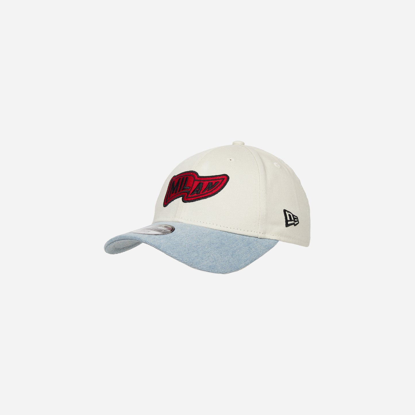 CAPPELLINO BAMBINO 9FORTY® NEW ERA X AC MILAN BIANCO CON VISIERA IN DENIM
