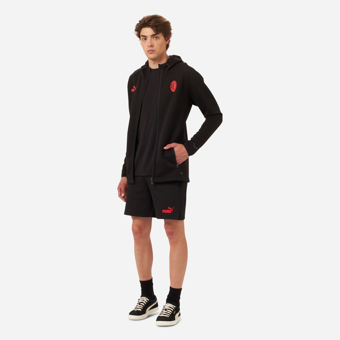 FELPA MILAN CASUALS 2022/23 CON ZIP E CAPPUCCIO