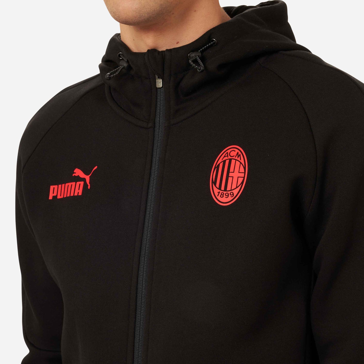 FELPA MILAN CASUALS 2022/23 CON ZIP E CAPPUCCIO