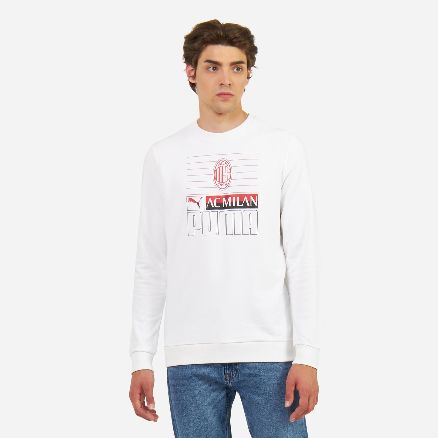 FELPA MILAN GIROCOLLO CON STAMPA FRONTALE