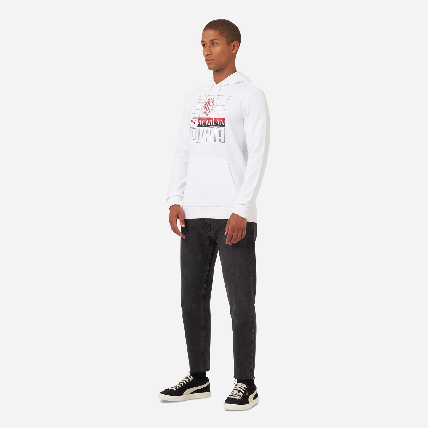 FELPA MILAN CON CAPPUCCIO E STAMPA