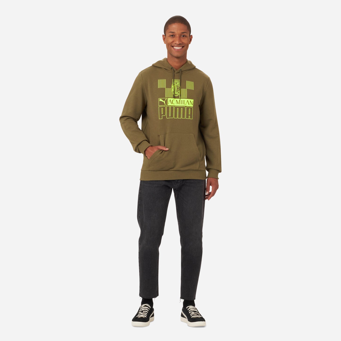 FELPA MILAN CON CAPPUCCIO E STAMPA