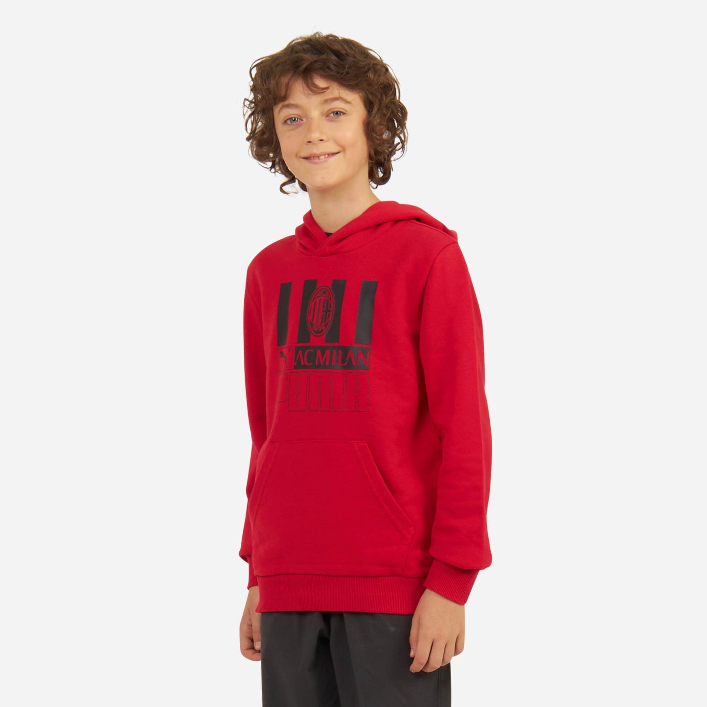 FELPA MILAN BAMBINO CON CAPPUCCIO E STAMPA