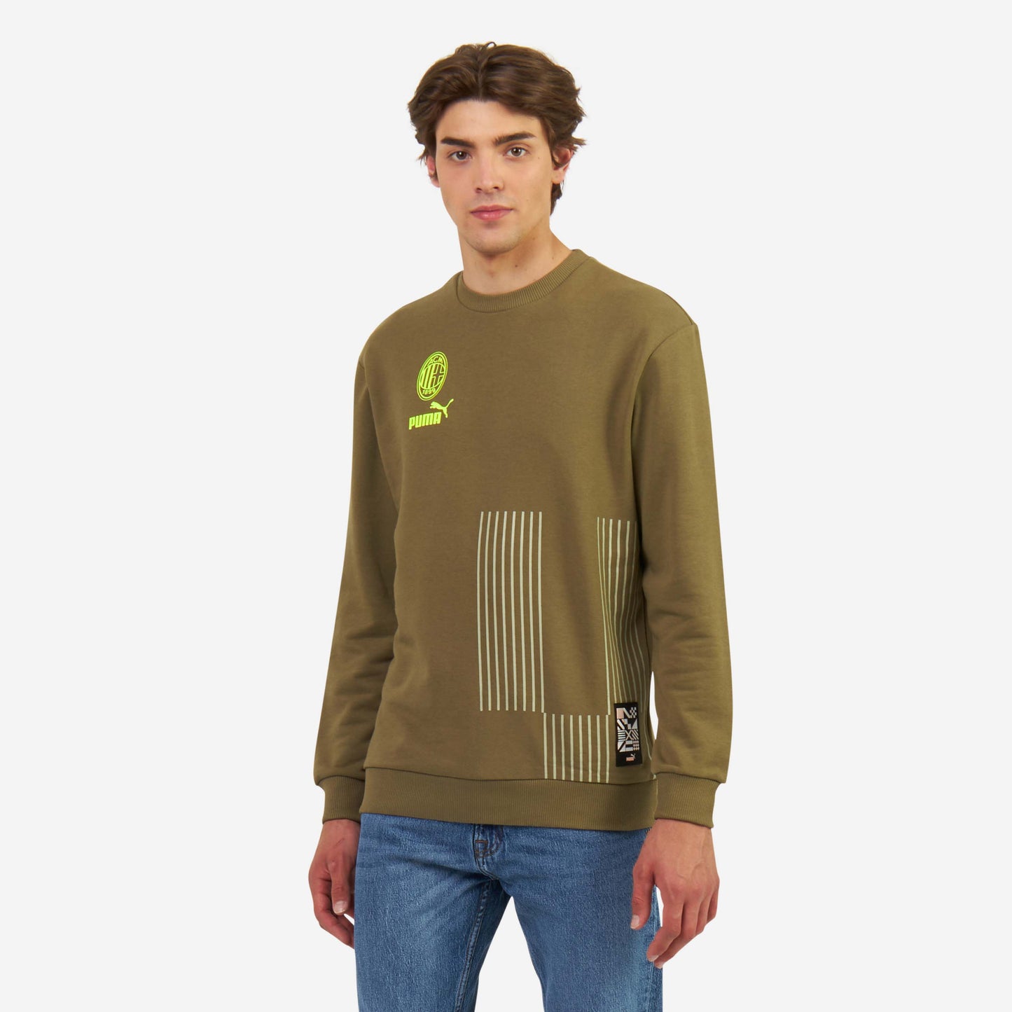MILAN CREW NECK SWEATSHIRT WITH PRINTS AND PATCH