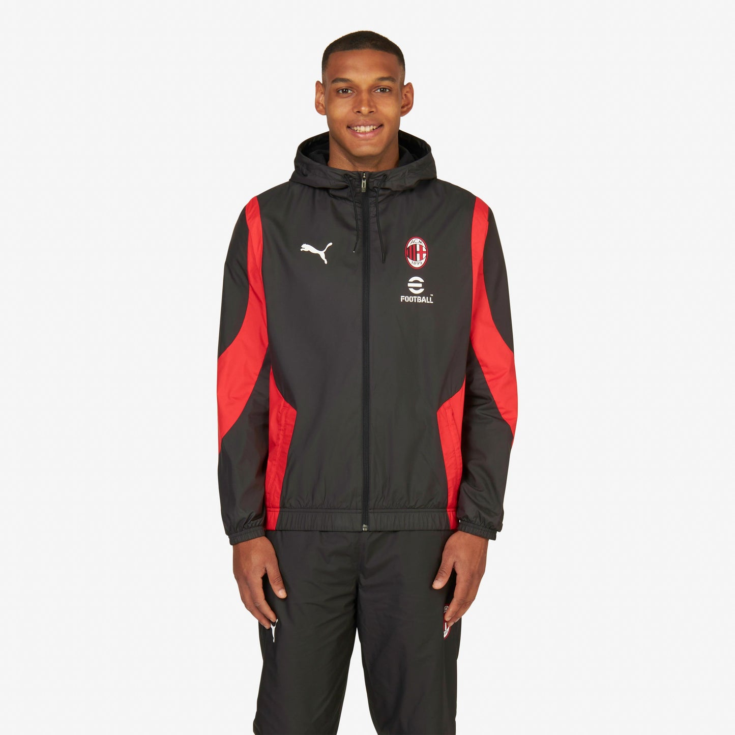 MILAN PREMATCH 2023/24 JACKET WITH ZIPPER AND HOOD
