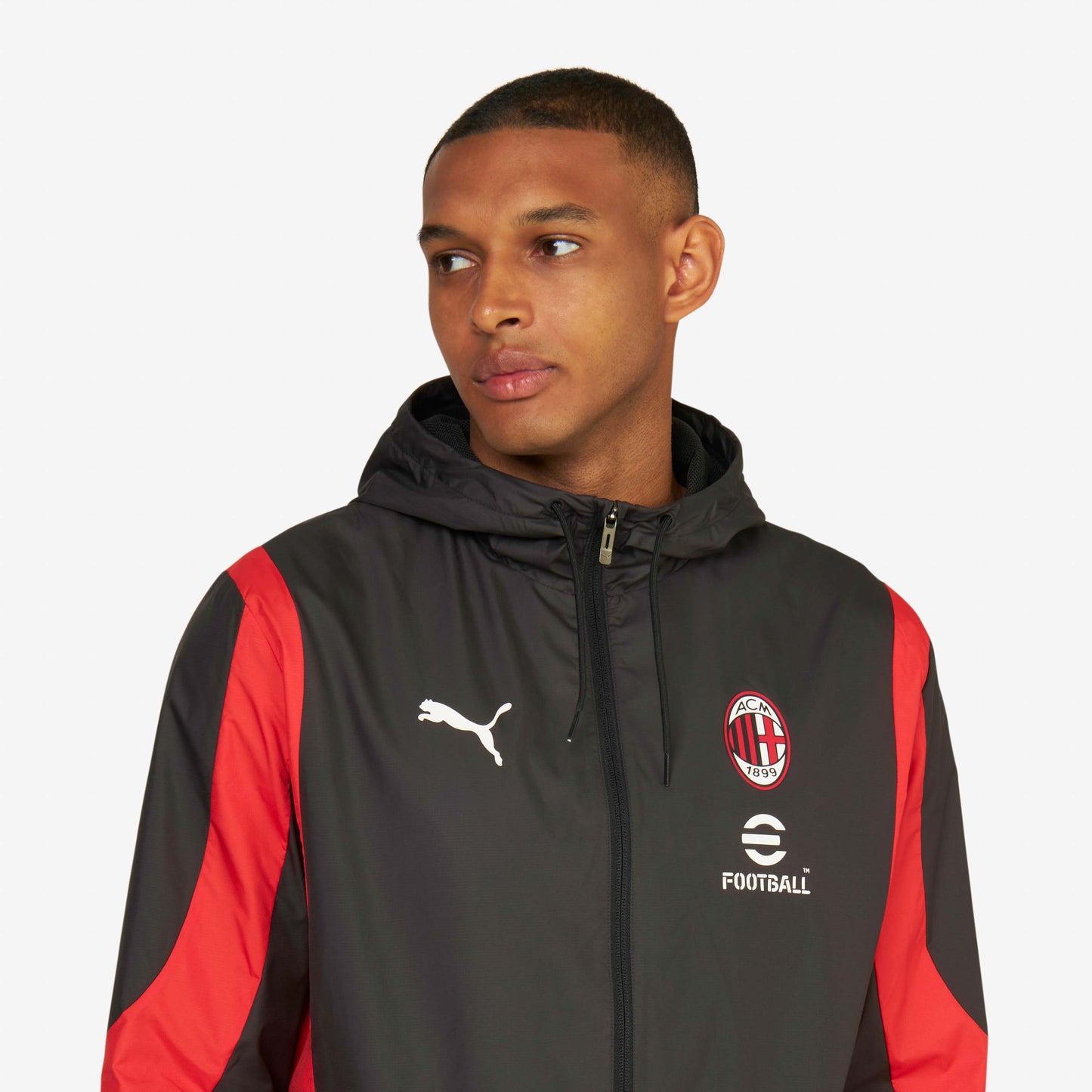 MILAN PREMATCH 2023/24 JACKET WITH ZIPPER AND HOOD