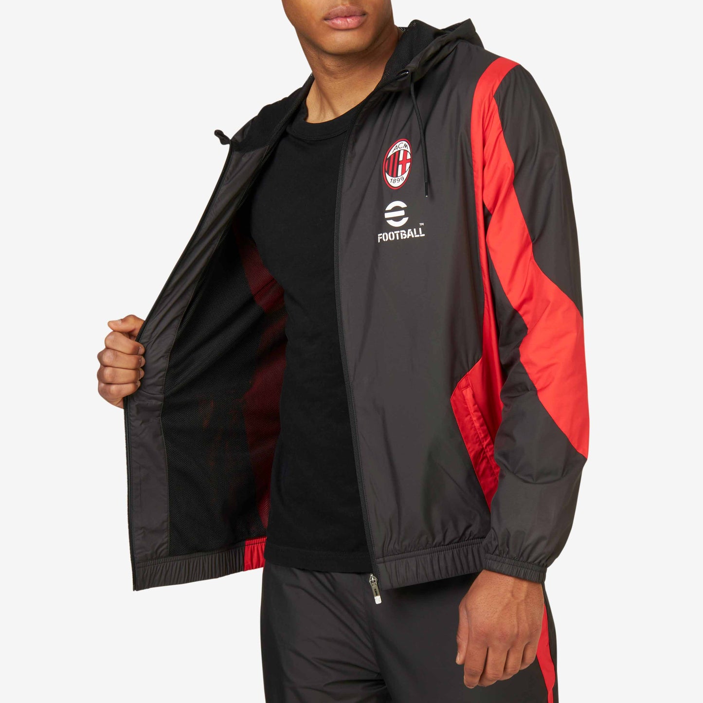 MILAN PREMATCH 2023/24 JACKET WITH ZIPPER AND HOOD