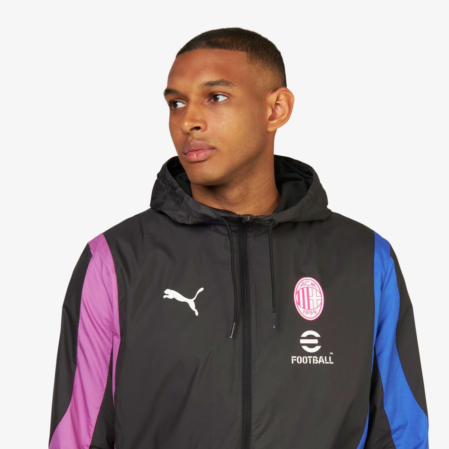 MILAN PREMATCH 2023/24 JACKET WITH ZIPPER AND HOOD