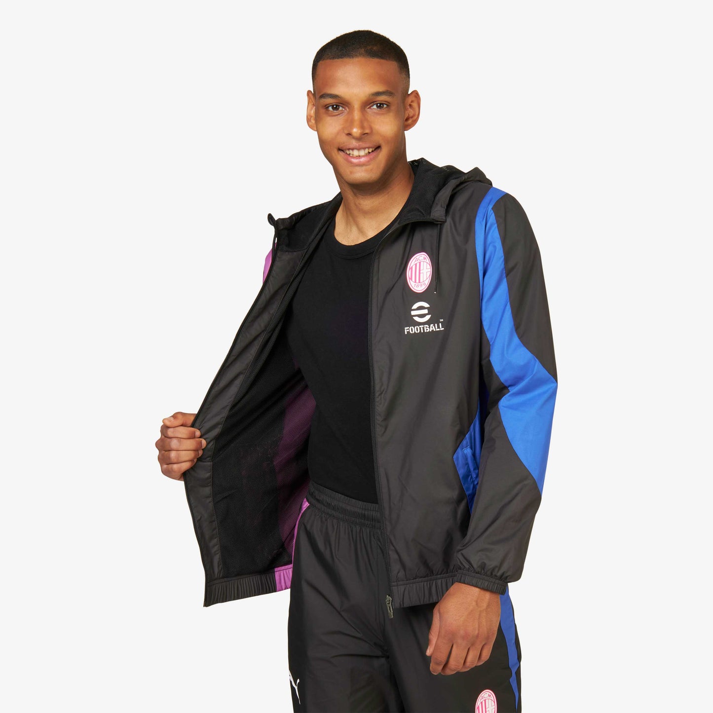 MILAN PREMATCH 2023/24 JACKET WITH ZIPPER AND HOOD
