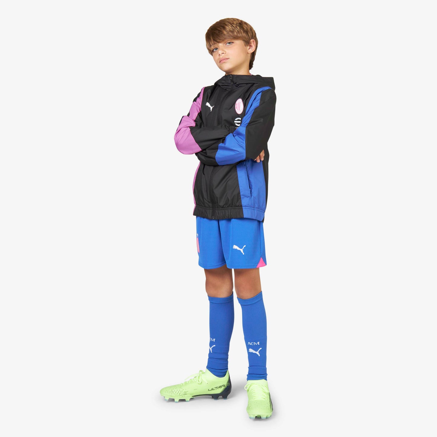 MILAN PREMATCH 2023/24 KIDS’ JACKET WITH ZIPPER AND HOOD